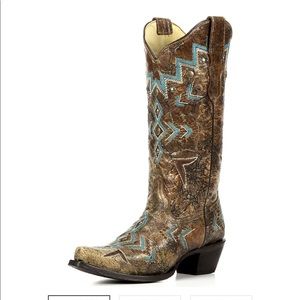 Corral Women's Embroidered Studded Snip Toe Boot Bronze / Cowhide. Lightly used!